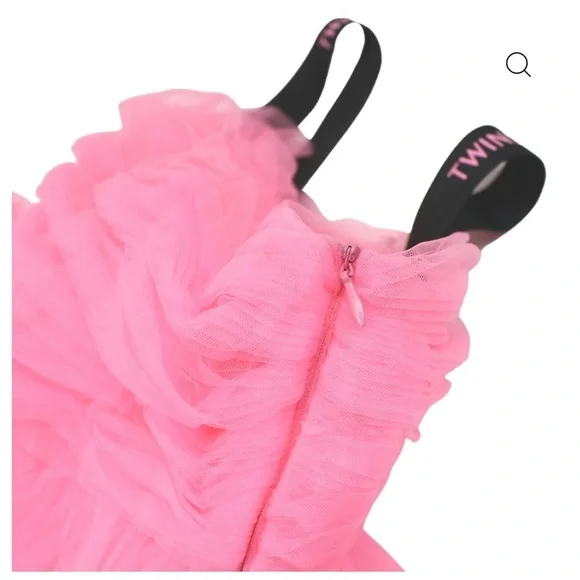 Twin-Set Pink Tulle Dress with Black Bow by designer Twinset